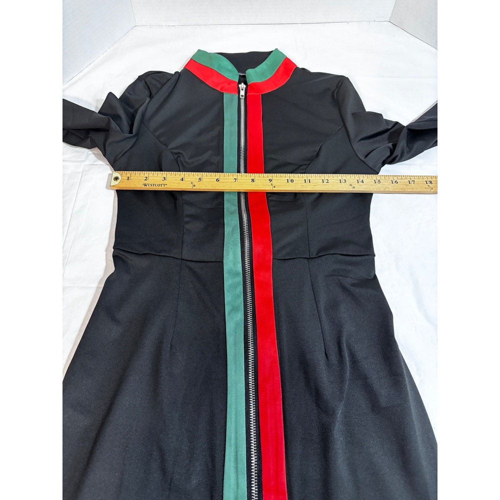 Francesca Bettini Made in Italy Red Green Stripe Zip Front Dress NWOT Small - Picture 4 of 11